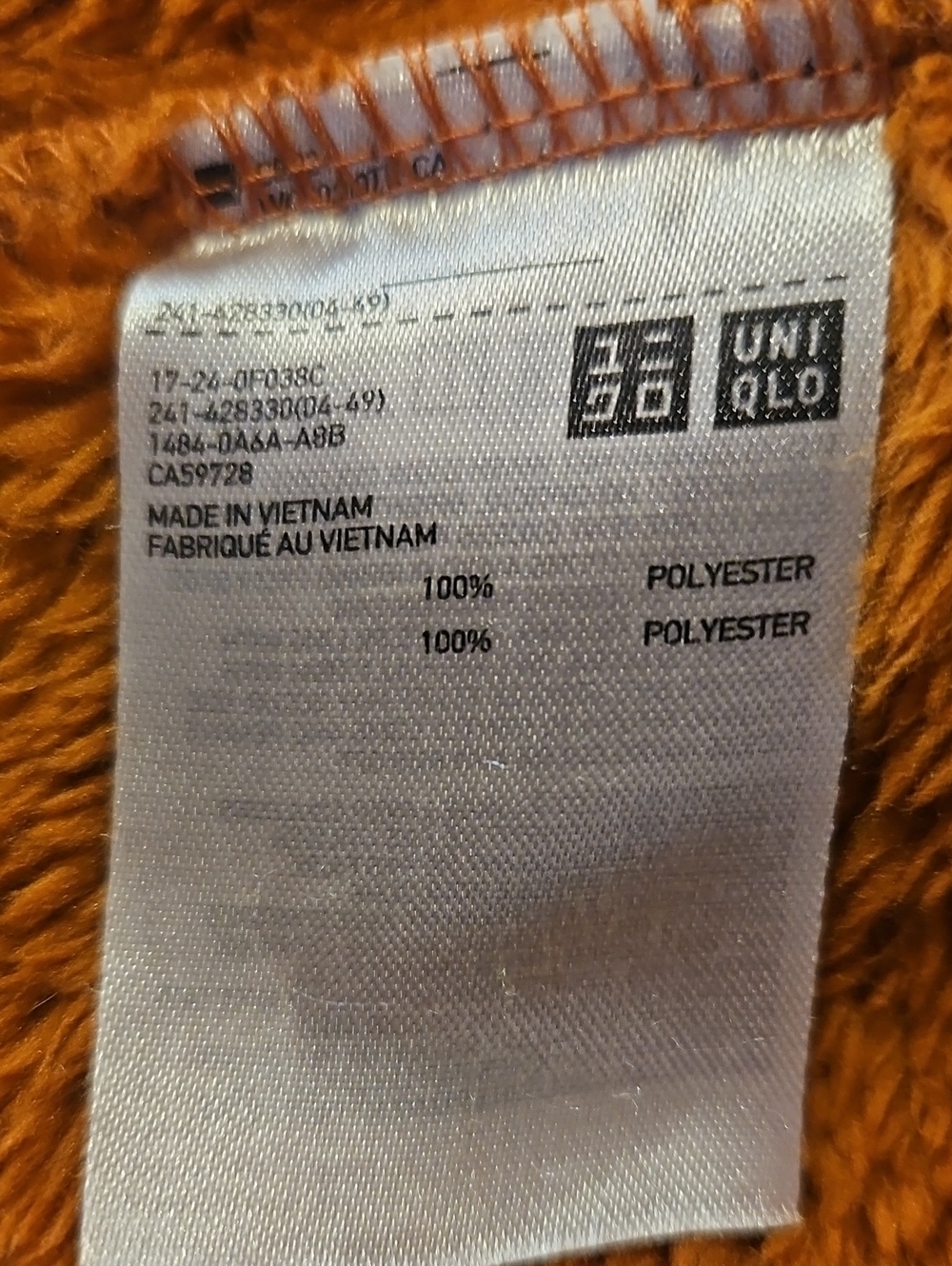 Warm Fuzzy Fleece Rust Terracotta Orange Zip Sweater Jacket Fall Autumn Cozy, XS - Picture 6 of 8